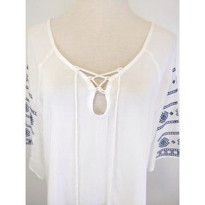 GXF White Boho Embroidered Top Small